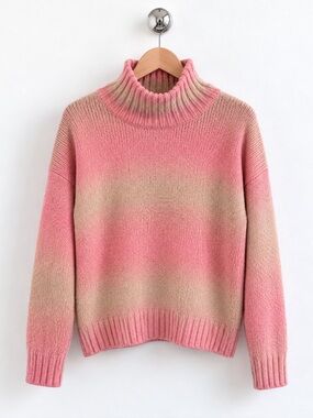 MAJE Pink Ombre Turtleneck Sweater